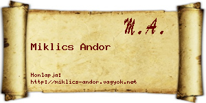 Miklics Andor névjegykártya